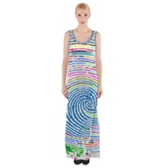 Prismatic Fingerprint Maxi Thigh Split Dress