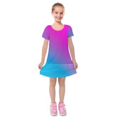 With Wireframe Terrain Modeling Fabric Wave Chevron Waves Pink Blue Kids  Short Sleeve Velvet Dress by Mariart