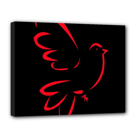 Dove Red Black Fly Animals Bird Canvas 14  X 11 