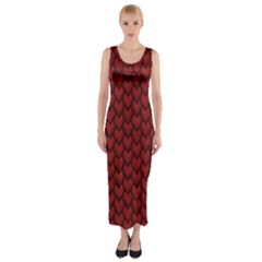 Red Snakeskin Snak Skin Animals Fitted Maxi Dress by Mariart