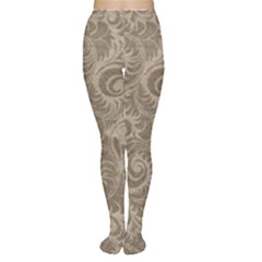 Brown Romantic Flower Pattern Women s Tights by Ivana