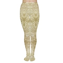 Gold Romantic Flower Pattern Women s Tights by Ivana