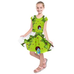 Bluebird Bird Birdhouse Avian Kids  Short Sleeve Dress by Nexatart