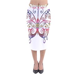 Butterfly Nature Abstract Beautiful Velvet Midi Pencil Skirt by Nexatart