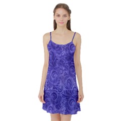 Vibrant Blue Romantic Flower Pattern Satin Night Slip by Ivana