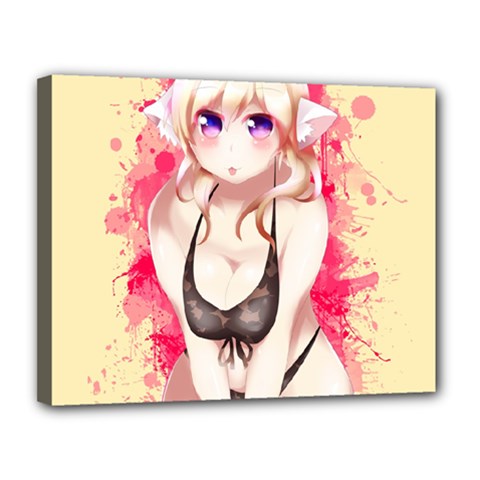 Blonde Hair Bikini Furry Girl Canvas 14  X 11  by Catifornia