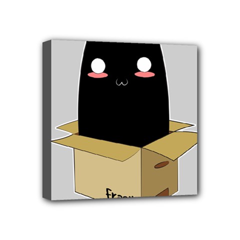 Black Cat In A Box Mini Canvas 4  X 4  by Catifornia