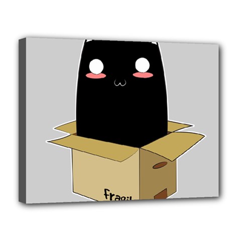 Black Cat In A Box Canvas 14  X 11  by Catifornia
