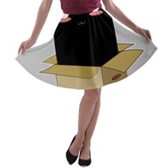 Black Cat In A Box A-line Skater Skirt by Catifornia