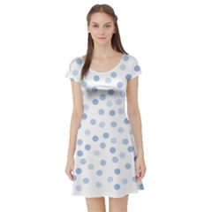 Bubble Balloon Circle Polka Blue Short Sleeve Skater Dress by Mariart