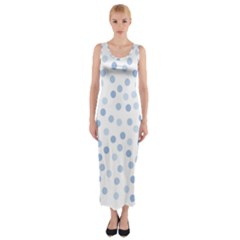 Bubble Balloon Circle Polka Blue Fitted Maxi Dress by Mariart