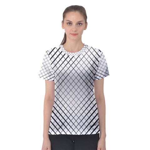 Simple Pattern Waves Plaid Black White Women s Sport Mesh Tee by Mariart