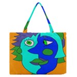 Visual Face Blue Orange Green Mask Medium Zipper Tote Bag