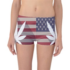 Flag American Star Blue Line White Red Marijuana Leaf Reversible Bikini Bottoms by Mariart