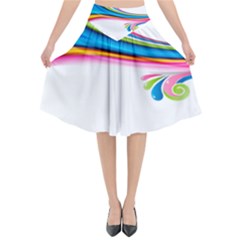 Colored Lines Rainbow Flared Midi Skirt by Mariart