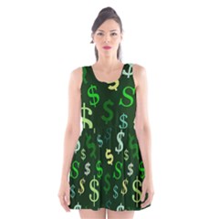 Money Us Dollar Green Scoop Neck Skater Dress by Mariart