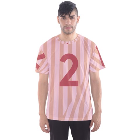 Number 2 Line Vertical Red Pink Wave Chevron Men s Sport Mesh Tee by Mariart