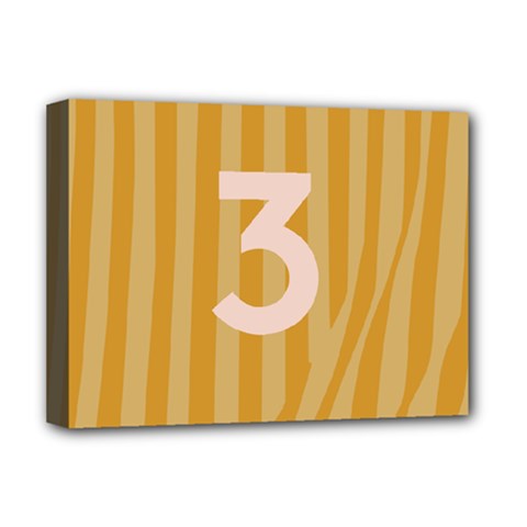 Number 3 Line Vertical Yellow Pink Orange Wave Chevron Deluxe Canvas 16  X 12   by Mariart