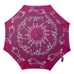 Valentine Happy Mothers Day Pink Heart Love Hook Handle Umbrellas (medium)