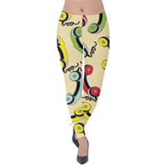 Telephone Cable Green Nyellow Red Blue Velvet Leggings by Mariart