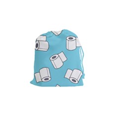 Roller Tissue White Blue Restroom Drawstring Pouches (small)  by Mariart