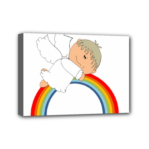 Angel Rainbow Cute Cartoon Angelic Mini Canvas 7  X 5  by Nexatart