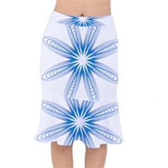 Blue Spirograph Pattern Circle Geometric Mermaid Skirt by Nexatart