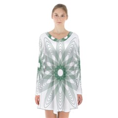 Spirograph Pattern Circle Design Long Sleeve Velvet V-neck Dress by Nexatart
