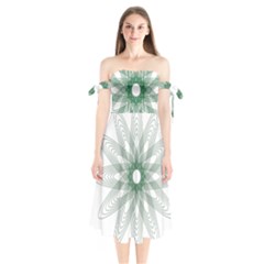 Spirograph Pattern Circle Design Shoulder Tie Bardot Midi Dress