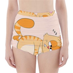 Even Cat Hates Monday High-waisted Bikini Bottoms by Catifornia