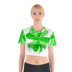 St Patricks Day Shamrock Green Cotton Crop Top by Nexatart