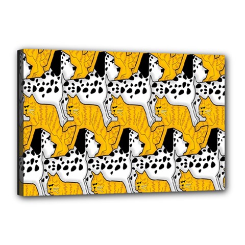 Animals Cat Dog Dalmation Canvas 18  X 12  by Mariart