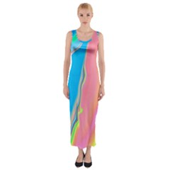 Aurora Color Rainbow Space Blue Sky Purple Yellow Green Pink Fitted Maxi Dress by Mariart