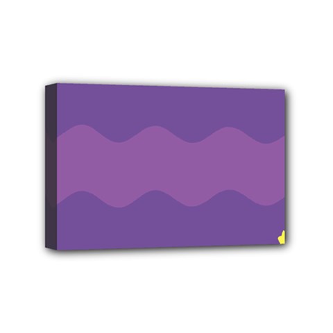 Glimragender Flags Wave Waves Chevron Purple Blue Star Yellow Space Mini Canvas 6  X 4  by Mariart