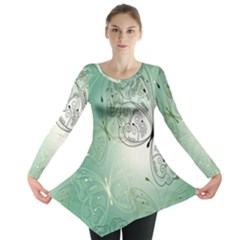 Glass Splashback Abstract Pattern Butterfly Long Sleeve Tunic  by Mariart