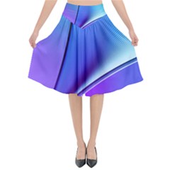 Line Blue Light Space Purple Flared Midi Skirt by Mariart