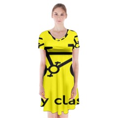 Stay Classy Bike Cyclists Sport Short Sleeve V-neck Flare Dress by Mariart