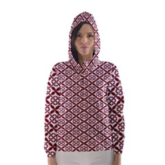 Pattern Kawung Star Line Plaid Flower Floral Red Hooded Wind Breaker (women) by Mariart