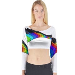 Rainbow Piano  Long Sleeve Crop Top by Valentinaart