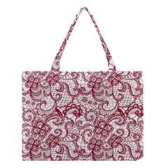 Transparent Lace With Flowers Decoration Medium Tote Bag by Nexatart