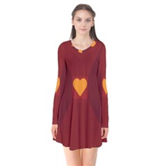 Heart Red Yellow Love Card Design Flare Dress by Nexatart