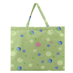 Decorative Dots Pattern Zipper Large Tote Bag by ValentinaDesign