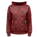 Abstract Background Red Black Women s Pullover Hoodie