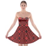 Abstract Background Red Black Strapless Bra Top Dress
