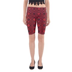 Abstract Background Red Black Yoga Cropped Leggings