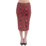 Abstract Background Red Black Midi Pencil Skirt
