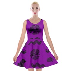 Aztecs Pattern Velvet Skater Dress by ValentinaDesign