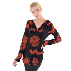 Aztecs Pattern Women s Tie Up Tee