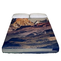 Fitz Roy And Poincenot Mountains Lake View   Patagonia Fitted Sheet (queen Size) by dflcprints