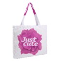 Just Cute Text Over Pink Rose Medium Tote Bag View2